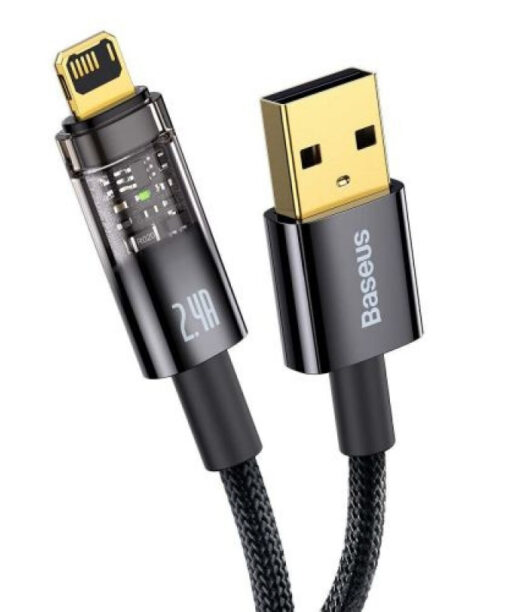 Cable Baseus USB a Iphone Serie Lightning Explorer Apagado automático Cable de datos de carga rápida USB a IP 2.4A